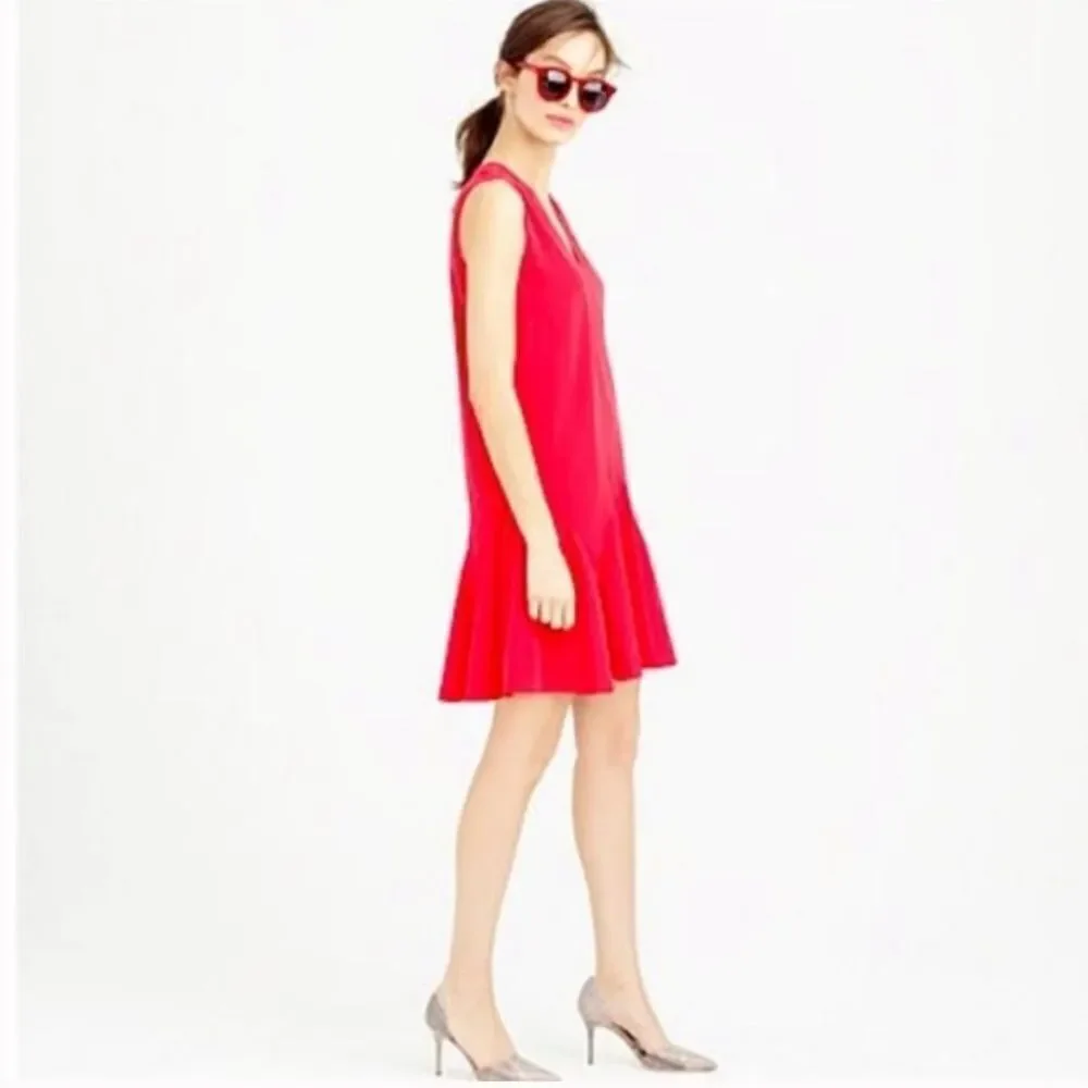 ✨ HP✨J. Crew V-neck Flounce Red Dress ✨